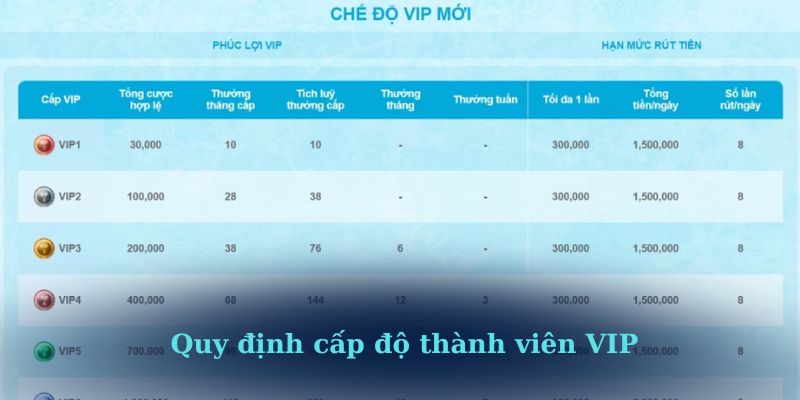 Quy định cấp độ thành viên VIP